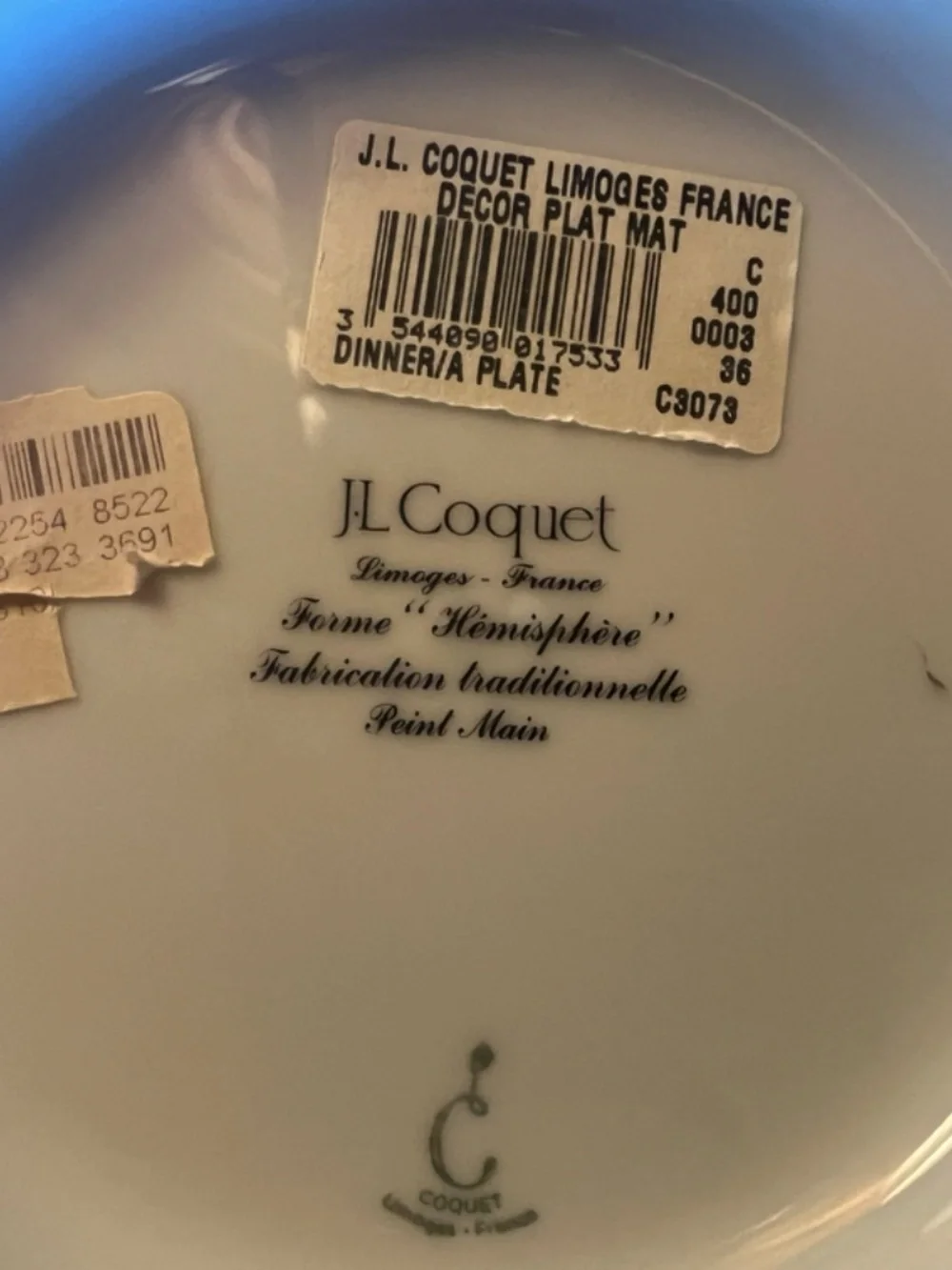 Jean Louis Coquet - Platinum/white dinner plate  BRAND NEW